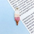 Three-layer colorful ice cream cone charm in gold-plated alloy with enamel finish - Drip Oil Ice Cream (14966)