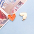 Bright orange enamel heart charms with gold plating and top loop for DIY jewelry making - Orange (14986)