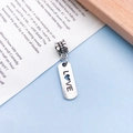 Antique silver love heart pendant with engraved letters and textured bail bead - Antique Silver Love Letter Plate (11465)