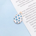 Cute enamel Easter egg charm with blue polka dots and golden ring for jewelry making - Blue Polka Dot Egg