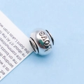 Antique silver drum bead with LOVE engraving for jewelry making and bracelet charms - LOVE Engraved Large Hole Bead (8822)
