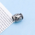 Antique silver barrel bead with Love Heart engraving for DIY charm bracelets - Antique Silver LOVE Letter Large Hole Bead (15197)