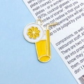 Cute yellow lemon drink alloy enamel charm for handmade jewelry making and crafts - Yellow Lemonade (14969)