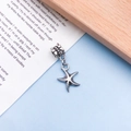 Vintage silver starfish alloy charm with embossed bead for DIY bracelet necklace jewelry - Antique Silver Starfish (11494)