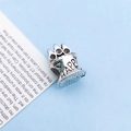 Antique silver crown bead with HAPPY lettering and heart pattern for DIY bracelets - Antique Silver Birthday Cake Large Hole Bead (15669)