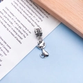Vintage silver cat charm pendant with woven bead for bead bracelet and necklace jewelry - Antique Silver Cat (11499)