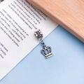 Vintage silver alloy crown pendant charm for DIY necklaces with antique blackened finish - Antique Silver Hollow Crown (11488)
