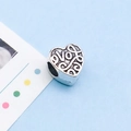 Antique silver heart-shaped Love charm bead with hollow design for DIY jewelry - Heart Large Hole Bead (8813) / 1 Piece/Pack (8x9x10mm Hole 4.5/1.9g) / Antique Silver