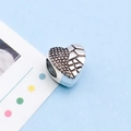 Antique silver heart charm with dual texture for personalized bracelet making - Heart Large Hole Bead (8893) / 1 Piece/Pack (9x9mm Hole 4.5mm/1.8g) / Antique Silver