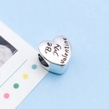 Antique silver heart charm bead engraved with Be My Valentine for jewelry making - Heart Large Hole Bead (8894) / 1 Piece/Pack (10x10mm Hole 4.5mm/2.5g) / Antique Silver