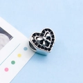 Antique silver heart charm bead with bow design for DIY jewelry bracelets and necklaces - Bow Heart Large Hole Bead (15195) / 1 Piece/Pack (11x10mm Hole 5/2.8g) / Antique Silver