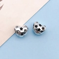 Antique silver heart-shaped alloy charms with hollow star patterns for jewelry making - Hollow Heart Large Hole Bead (15344) / 1 Piece/Pack (11x9mm Hole 4.6/1.3g) / Antique Silver