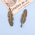 Vintage bronzen veer hangers van legering met fijne textuur voor DIY sieraden en hobby's - Antiek Brons