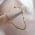 Elegant rose gold snake chain necklace for women with small beads on silk fabric - Bracelet / Rose Gold