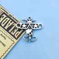 Vintage silver airplane alloy pendant with star detail for DIY jewelry making - 18x19mm / Fighter Jet Airplane Style (9053)