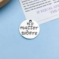 Antique silver alloy charm engraved with 'no matter where' for DIY bracelets - Antique Silver Alphabet Tag