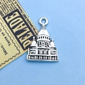 Vintage silver European cathedral architecture alloy charm for jewelry making - 16x23mm / Antique Silver Castle Building Style (11172)