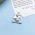 Antique silver graduation cap and diploma charm for DIY jewelry and bracelets - Antique Silver Graduation Cap