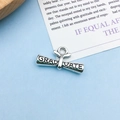 Silver graduate scroll charm with GRADUATE engraving for DIY jewelry bracelets - Antique Silver Diploma Scroll