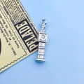Vintage silver Big Ben alloy charm for handmade travel-themed jewelry making - 6x27mm / Antique Silver Bell Tower Style (11175)