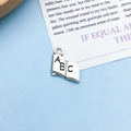 Antique silver open book charm with ABC engraving and hanging loop for DIY jewelry - Antique Silver ABC Book