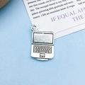 Antique silver laptop alloy charm pendant for DIY bracelets and graduation jewelry - Antique Silver Laptop