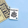 Silver vintage passport alloy pendant charm for DIY travel themed jewelry making - 15.5x18.5mm / Antique Silver PASSPORT Style (11179)