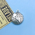 Vintage globe pendant in antique silver finish for DIY jewelry and travel accessories - 16x17mm / Antique Silver Earth Map Style (11180)
