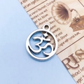 Silver vintage Om charm pendant for yoga necklaces and jewelry making accessories - Yoga Symbol (8757)