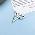 Antique silver stationery charm featuring ruler and protractor for DIY jewelry - Antique Silver Ruler Combo