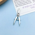 Silver antique-style drafting compass alloy pendant for DIY bracelets and jewelry - Antique Silver Compass