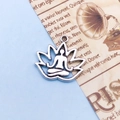 Antique silver yoga lotus pendant with meditation silhouette and retro metal finish - Antique Silver Yoga Lotus (10423)