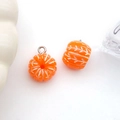 Pendentifs tranches d'orange en résine avec anneaux argentés pour création bijoux - Mandarine ronde orange
