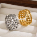 Irregular textured open rings in gold and silver finish with woven design for women - Abacus Bead Hollow Design (40204-1) / Gold