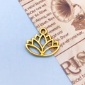 Gold plated lotus flower hollow charm with bail for DIY jewelry necklace and bracelet - Antique Gold Lotus (10426)