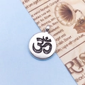 Silver yoga lotus Om pendant charm with vintage finish for handmade jewelry making - Antique Silver Yoga Symbol (10428)