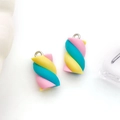 Ciondolo marshmallow in resina arcobaleno con occhiello in metallo per creare gioielli - Marshmallow Rosa Blu Lago Giallo