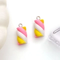 Ciondolo fai-da-te in resina a forma di marshmallow con anello in rosa bianco giallo - Marshmallow Rosa Giallo Bianco