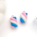 Ciondolo marshmallow in resina a spirale tricolore con vite a occhiello per gioielli DIY - Marshmallow Rosa Blu Reale Bianco