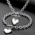 Parure de bijoux en acier poli avec pendentif cœur et fermoir à bascule argent - Collier en Argent