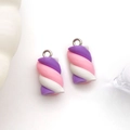 Coppia di ciondoli marshmallow in resina con spirale rosa e viola per gioielli fai-da-te - Marshmallow Rosa Viola Bianco