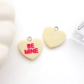 Ciondoli a cuore in resina crema con testo BE MINE rosso e anelli per creare gioielli - Cuore Giallo BE MINE