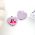 Grazioso ciondolo a cuore viola in resina con testo Be Mine per creazione gioielli fai da te - Cuore Viola BE MINE