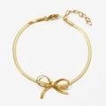 Goldene Halskette mit Schleifenanhänger, Schlangenkette und verstellbarem Verschluss - Armband / Gold