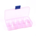 Vista dettagliata dell'organizzatore in plastica rosa a 10 scomparti con chiusura blu - Rosa