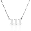 Macro della collana con numero angelico 111 in acciaio inossidabile argento stile gotico - Stile 111 / Argento