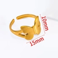 Détails de la bague papillon dorée de 15mm avec mesures de la bande ouverte réglable - Style Papillon Nervuré (40401-1 Or)