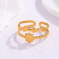 Anello girasole a doppio strato in acciaio inossidabile dorato con fascia aperta - Anello Aperto Girasole(40417-1) / Oro