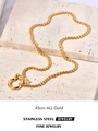 Detail of 45cm 18k gold plated stainless steel box chain with horseshoe shackle clasp - Gold