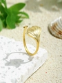 Anello regolabile in acciaio inossidabile dorato con raffinato motivo a foglia di ginkgo - Stile Foglia di Ginkgo (40186-1) / Oro